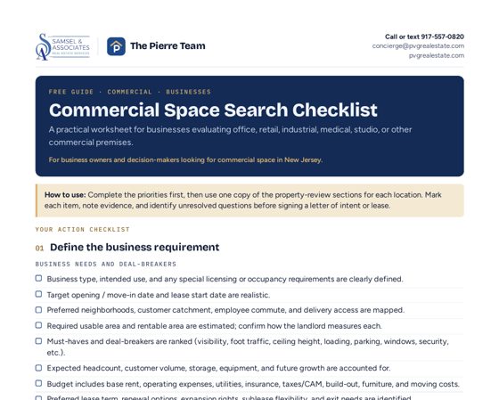Cover of Commercial Space Search Checklist
